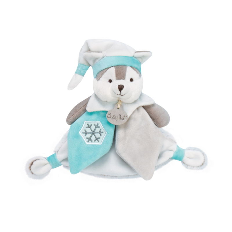 Baby Nat Les Luminescents Doudou mouchoir lapin bleu toile